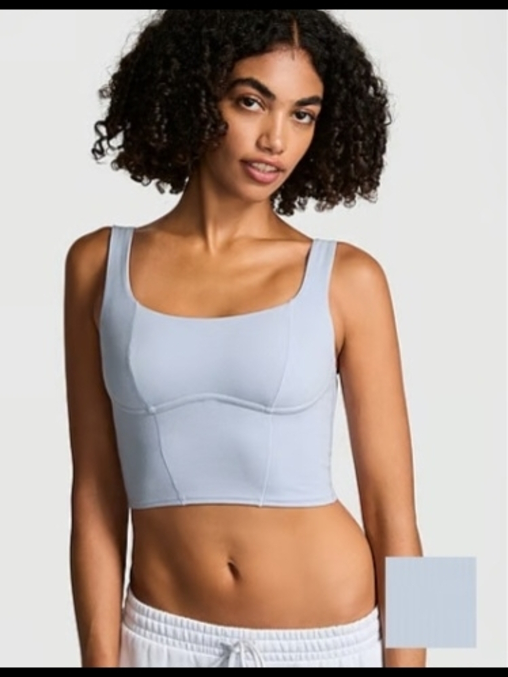 PINK Light Blue Longline Crop Bralette - Women Intimates